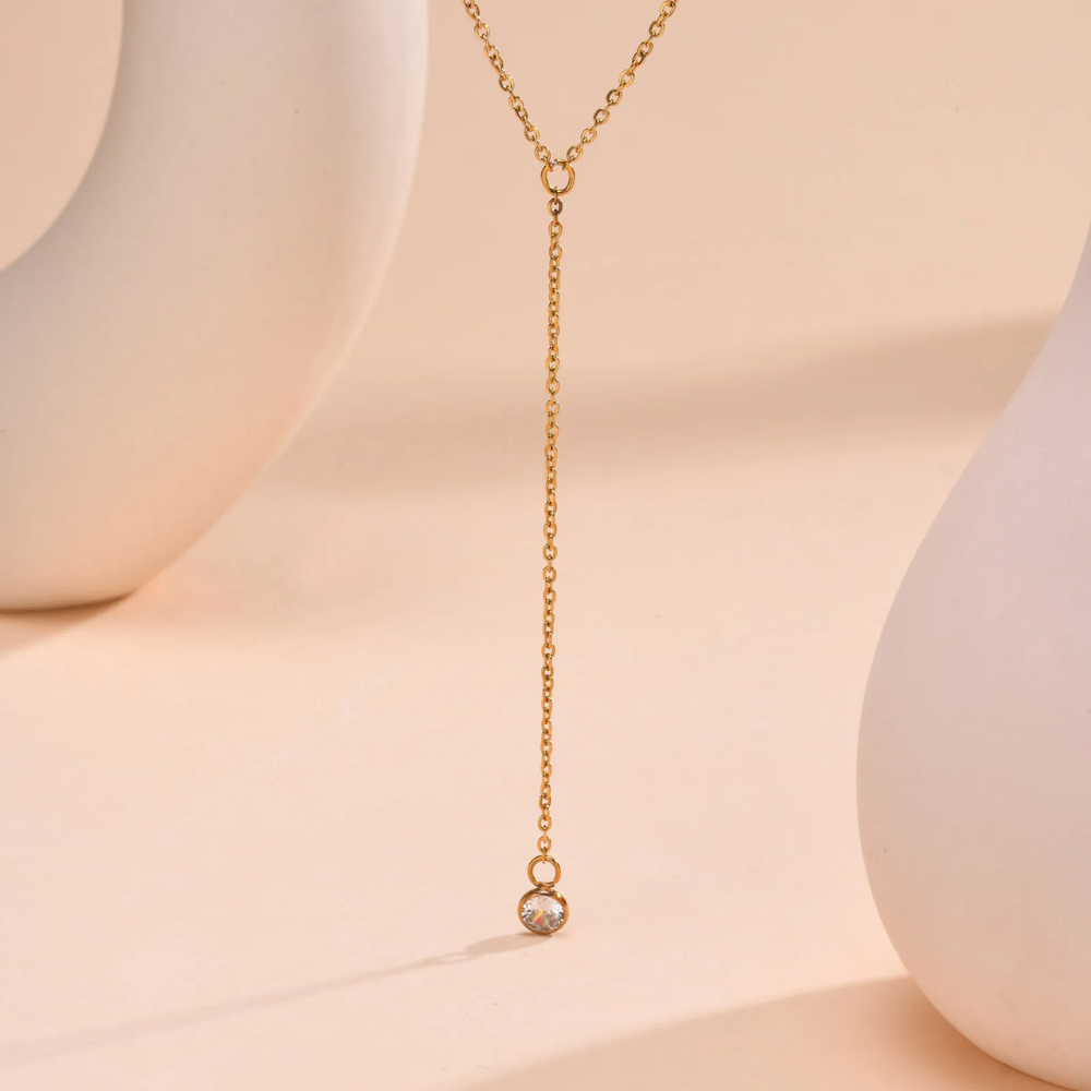 Collier en Y Zircon