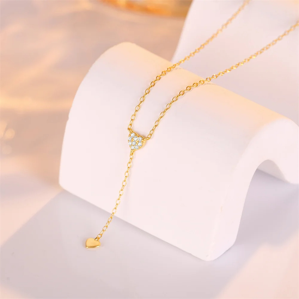 Collier en Y Cœur Strass pas cher