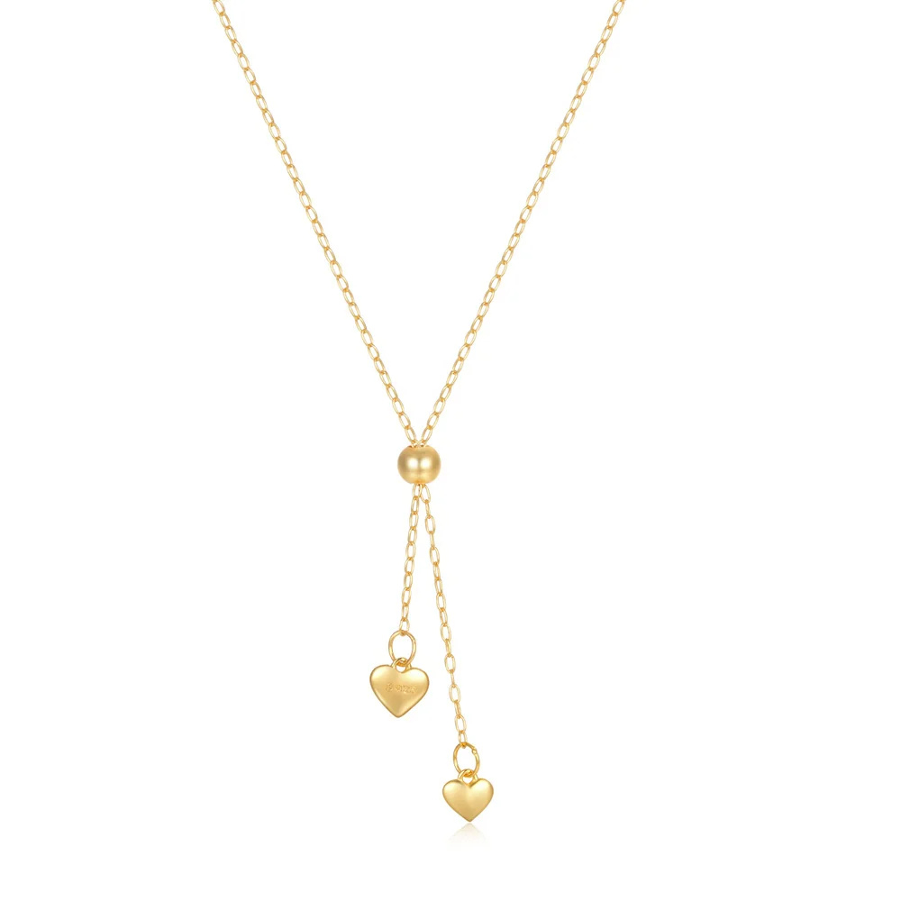 Collier en Y Double Cœur