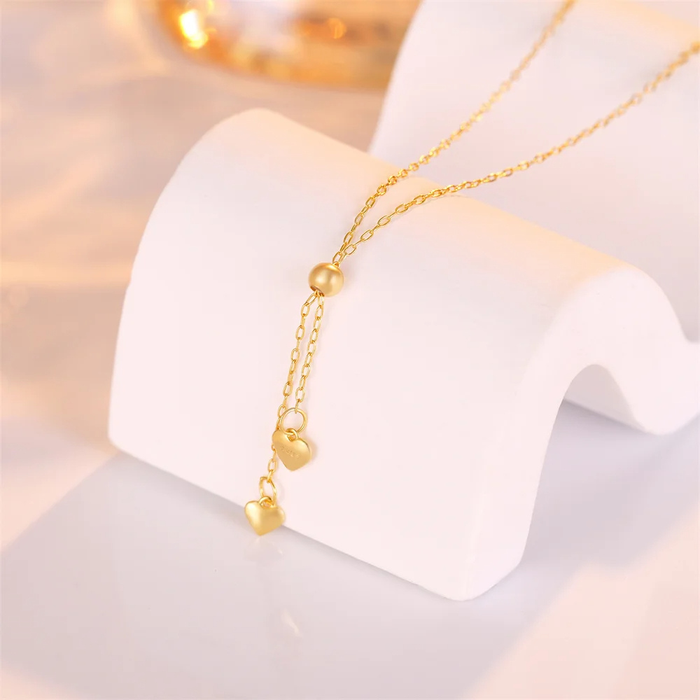 Collier en Y Double Cœur pas cher