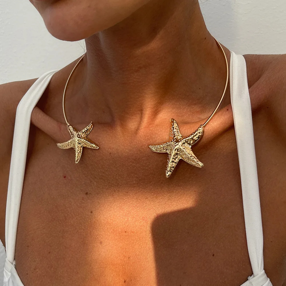 Collier Rigide Double Étoile de Mer