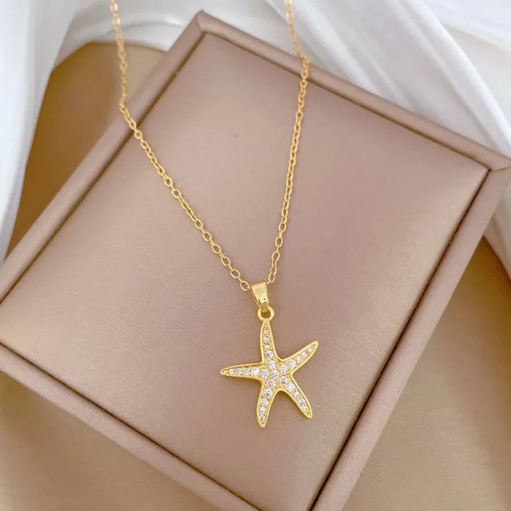 Collier Étoile de Mer Zircon pas cher