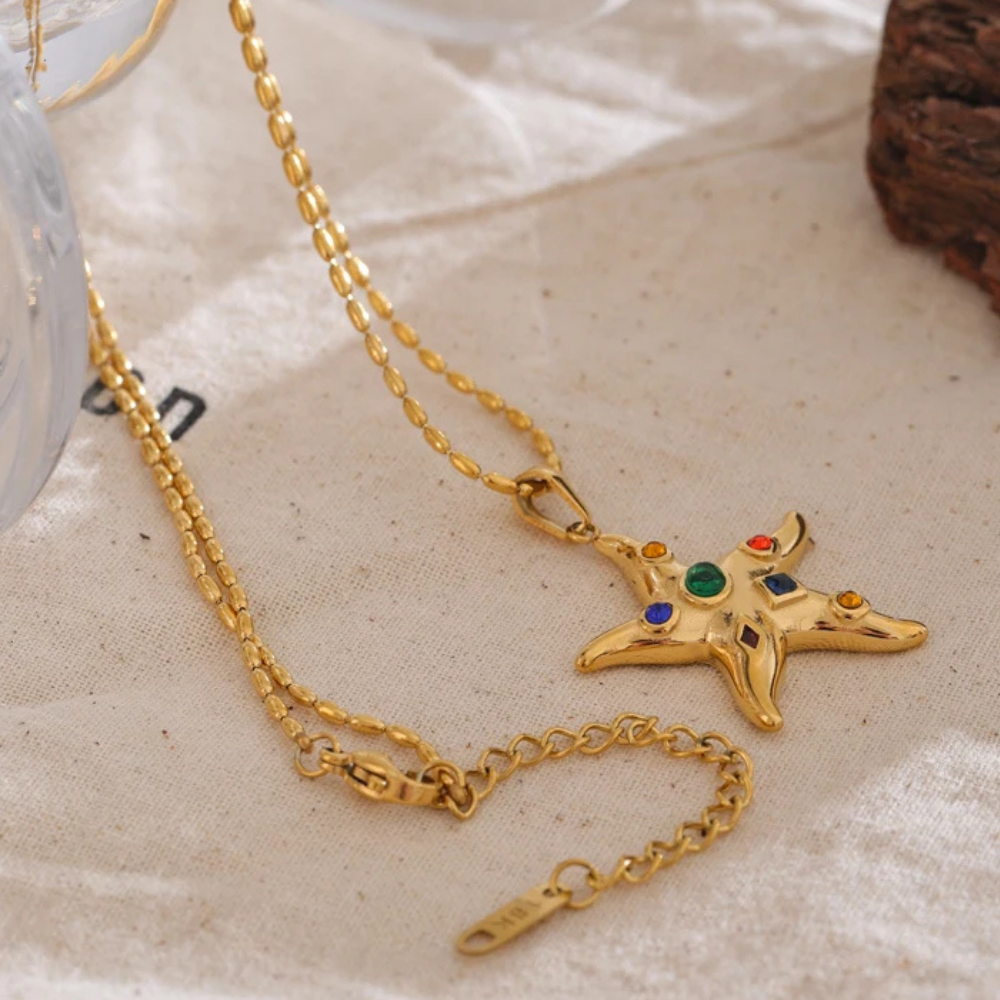 Collier Étoile de Mer Strass Couleur pas cher
