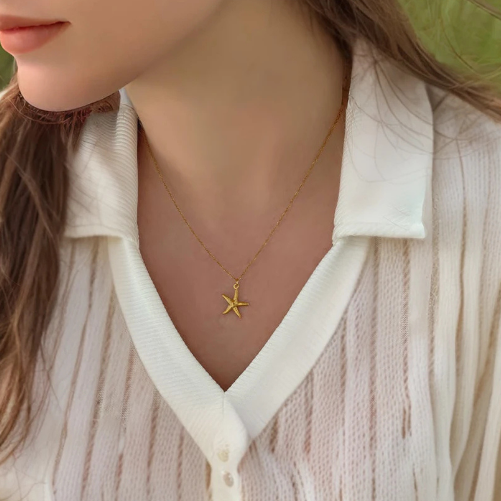 Collier Étoile de Mer Acier Inoxydable pas cher