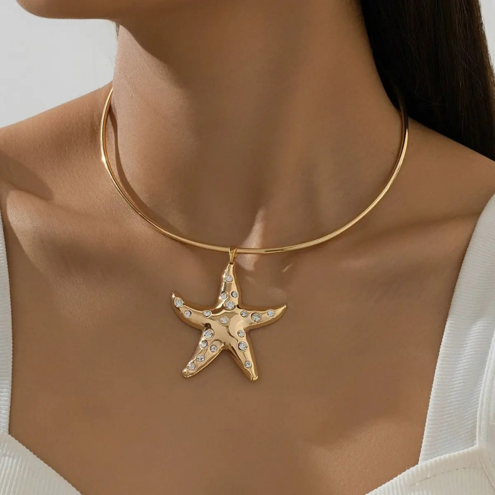 Collier Rigide Étoile de Mer Strass