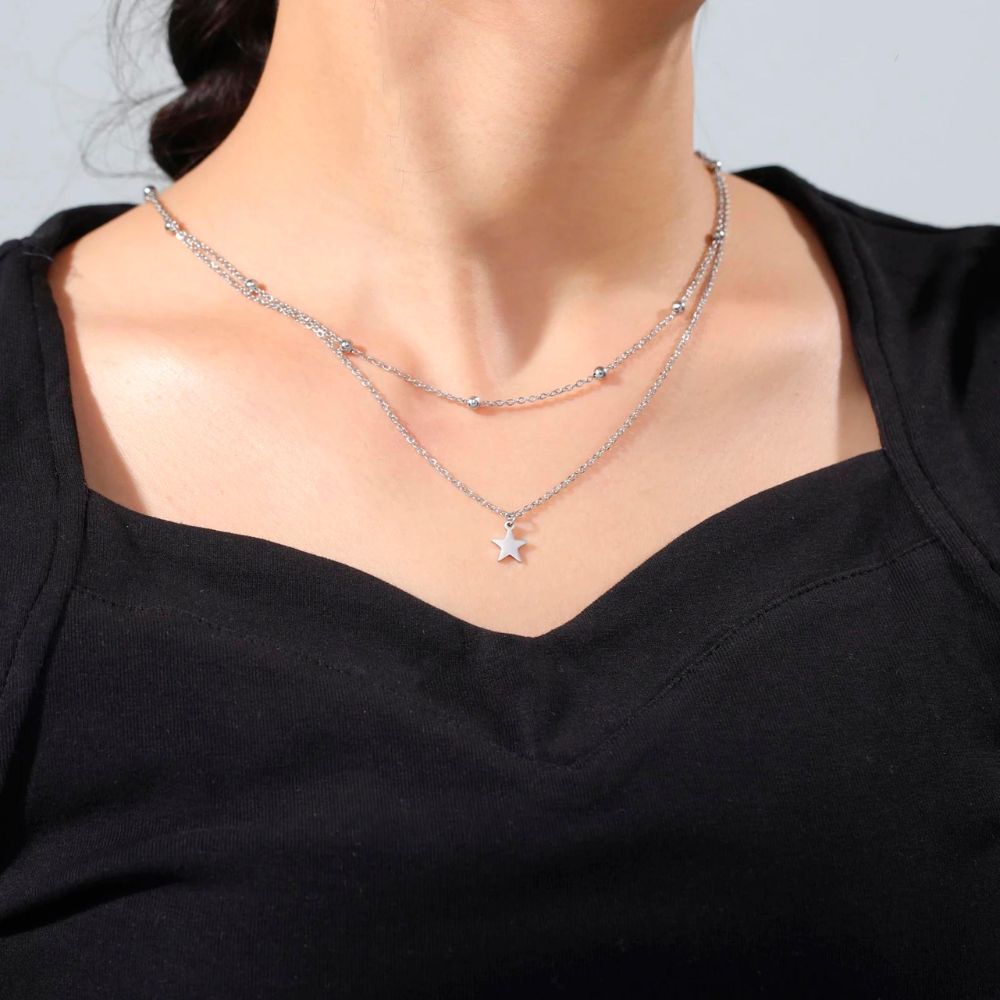 Collier Étoile et Perle Argent