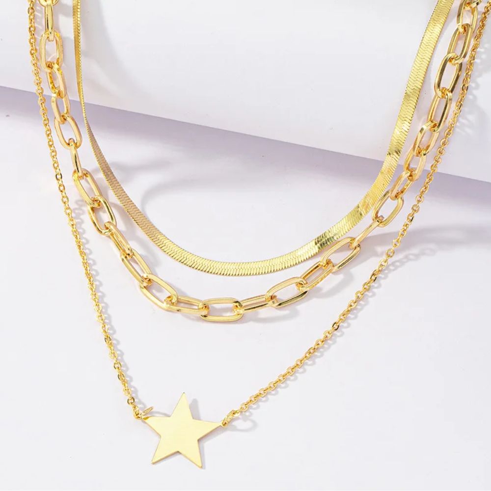 Collier Étoile Strass Métal