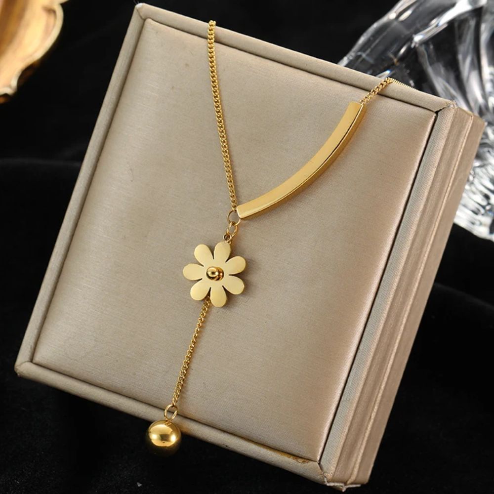 Collier Fantaisie Fleur Or