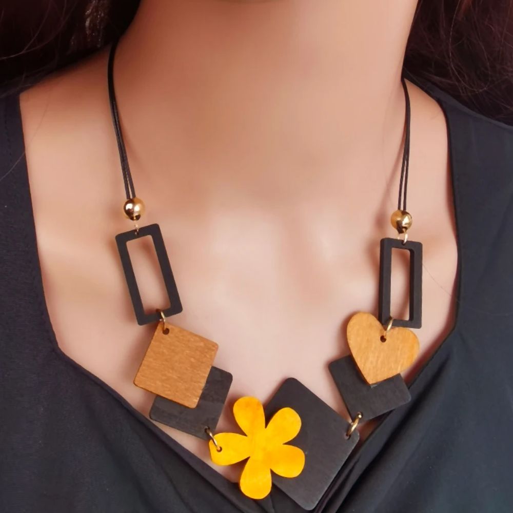 Collier Fleur Artiste Noir