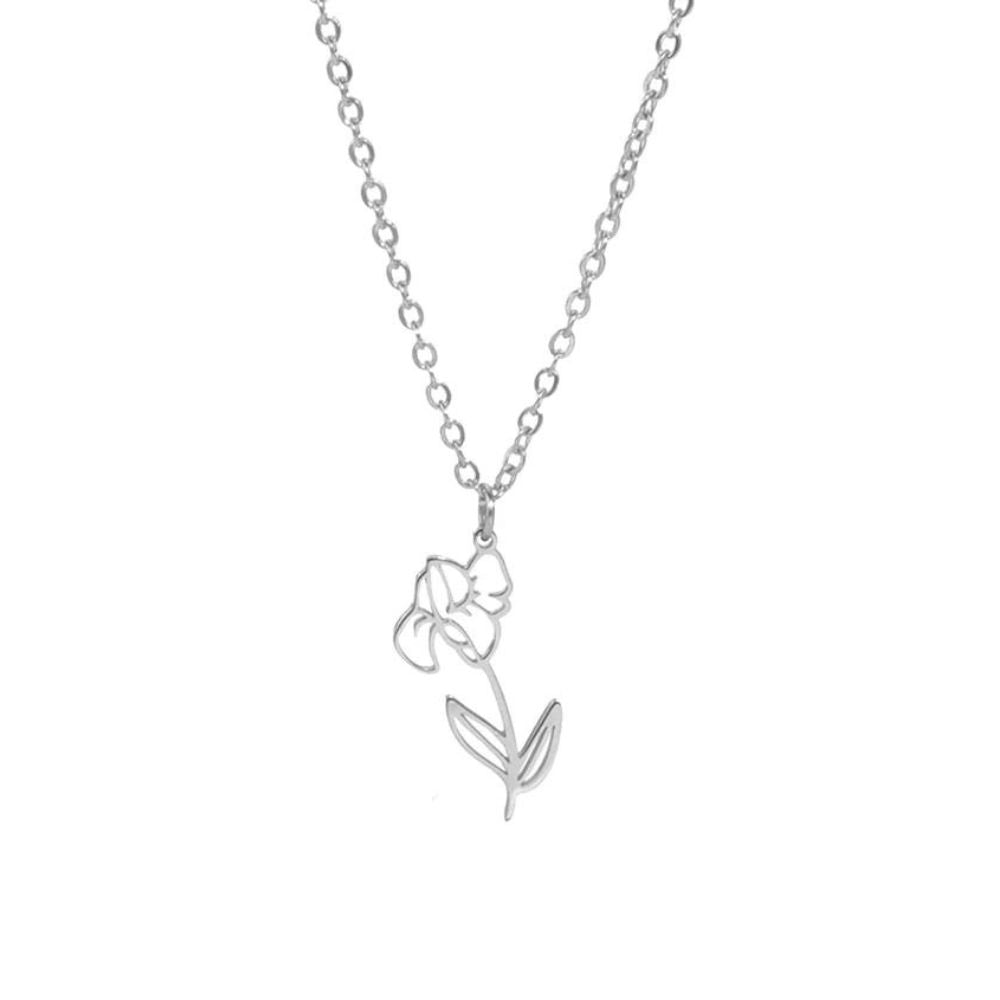 Collier Fleur Iris Argent