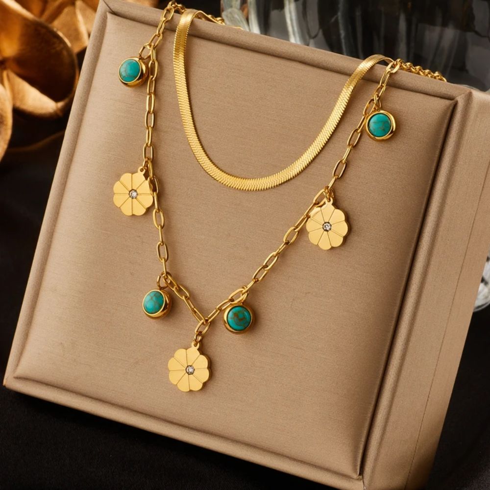 Collier Fleur Rayon Acier Inoxydable