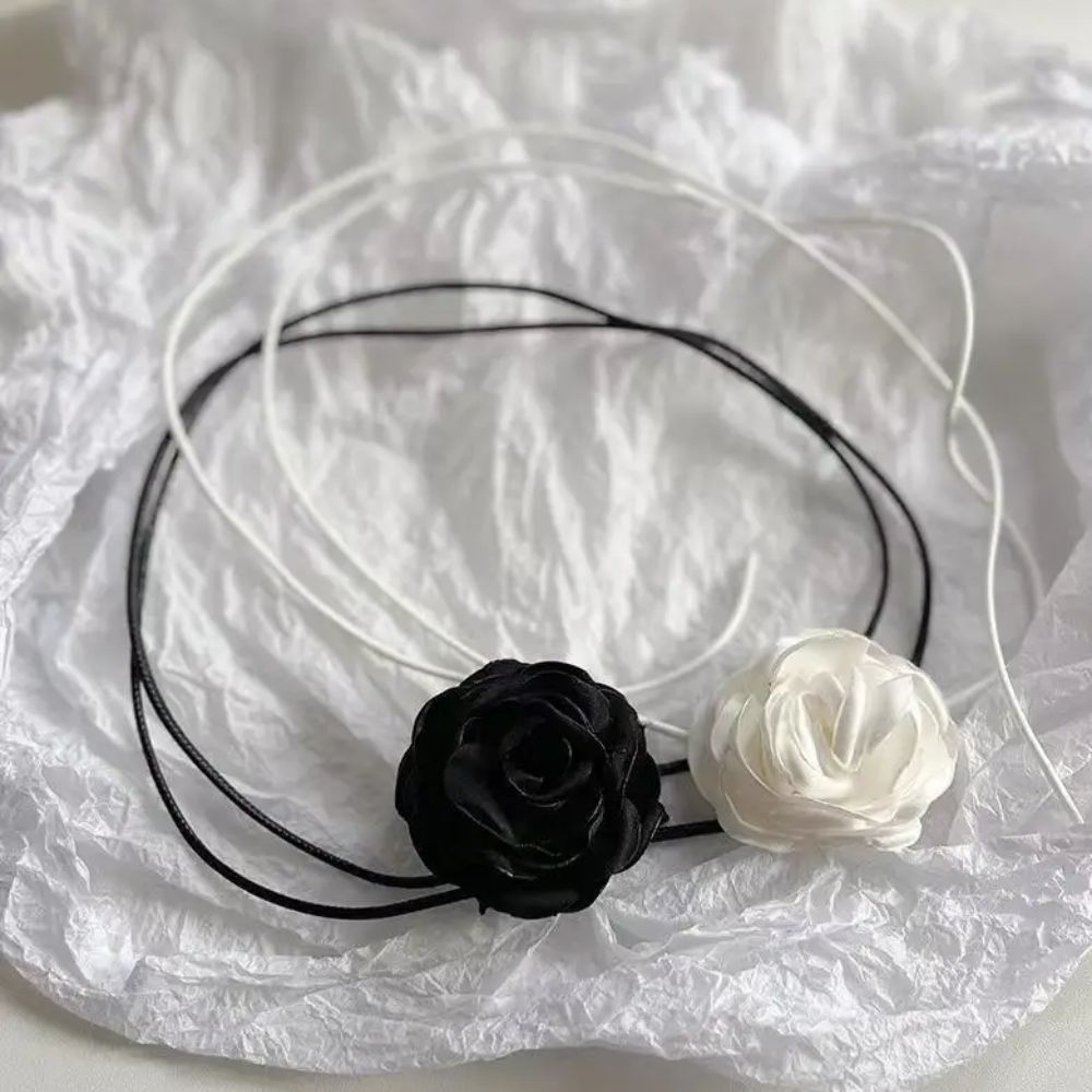 Collier Fleur Élastique Noir