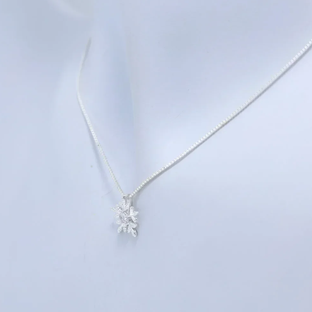 Collier Flocon Diamant Acier 