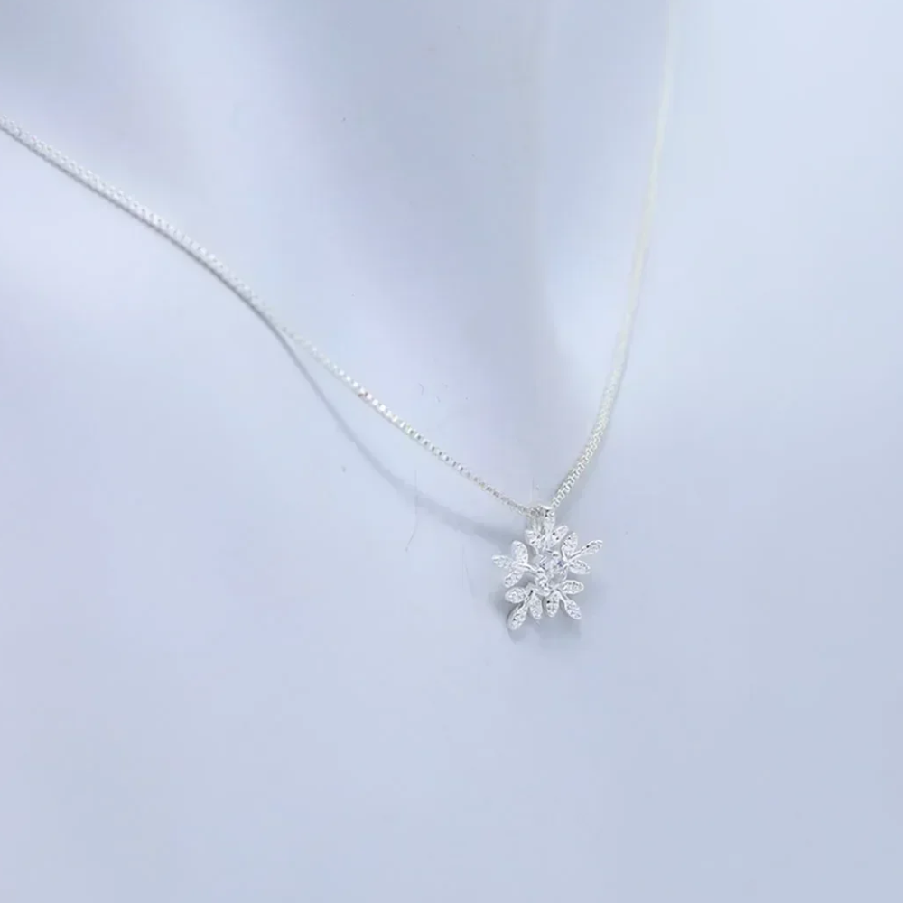 Collier Flocon Diamant Acier Inoxydable