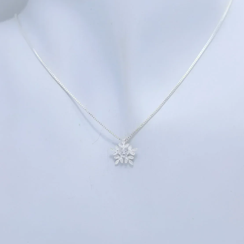 Collier Flocon Diamant Métal
