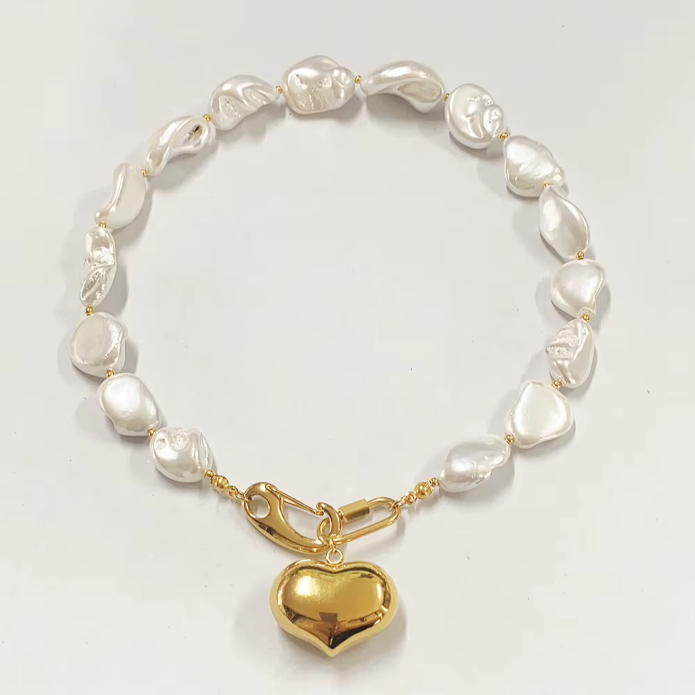 Collier Grosse Maille Perle Cœur