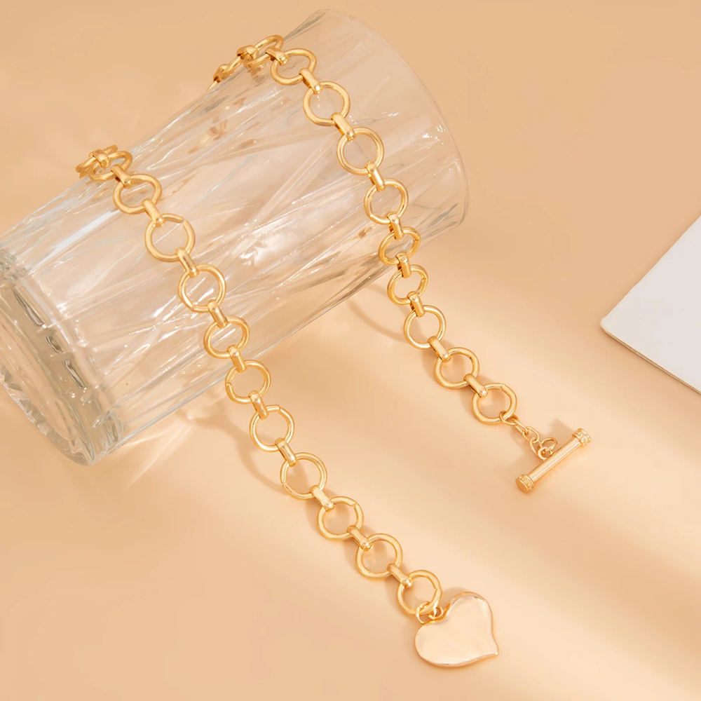 Collier Grosse Maille Cœur Femme pas cher
