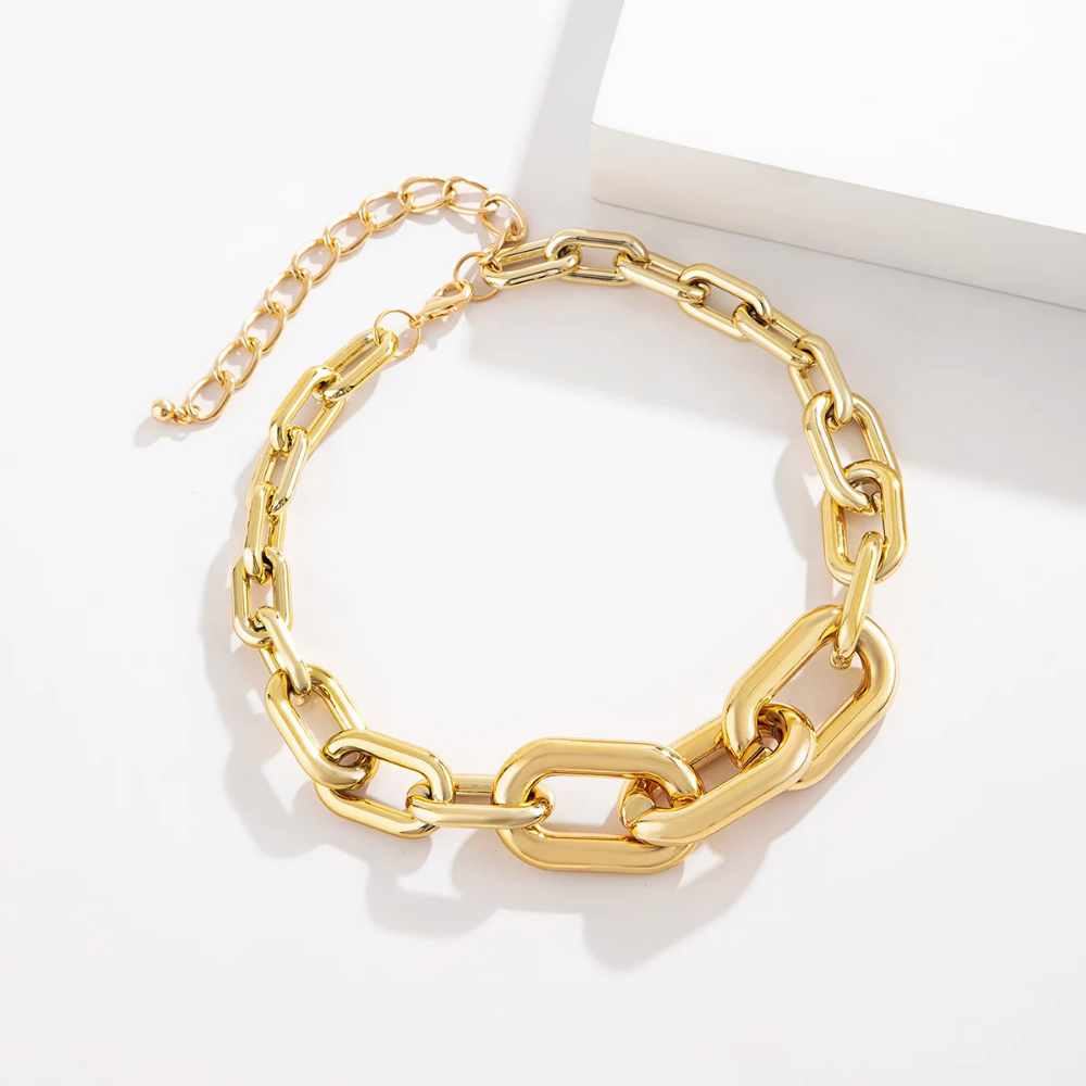 Collier Grosse Maille Rectangulaire Or pas cher