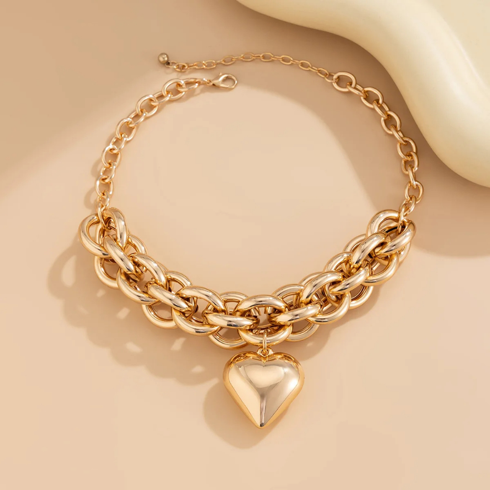 Collier Grosse Maille Cœur Or pas cher