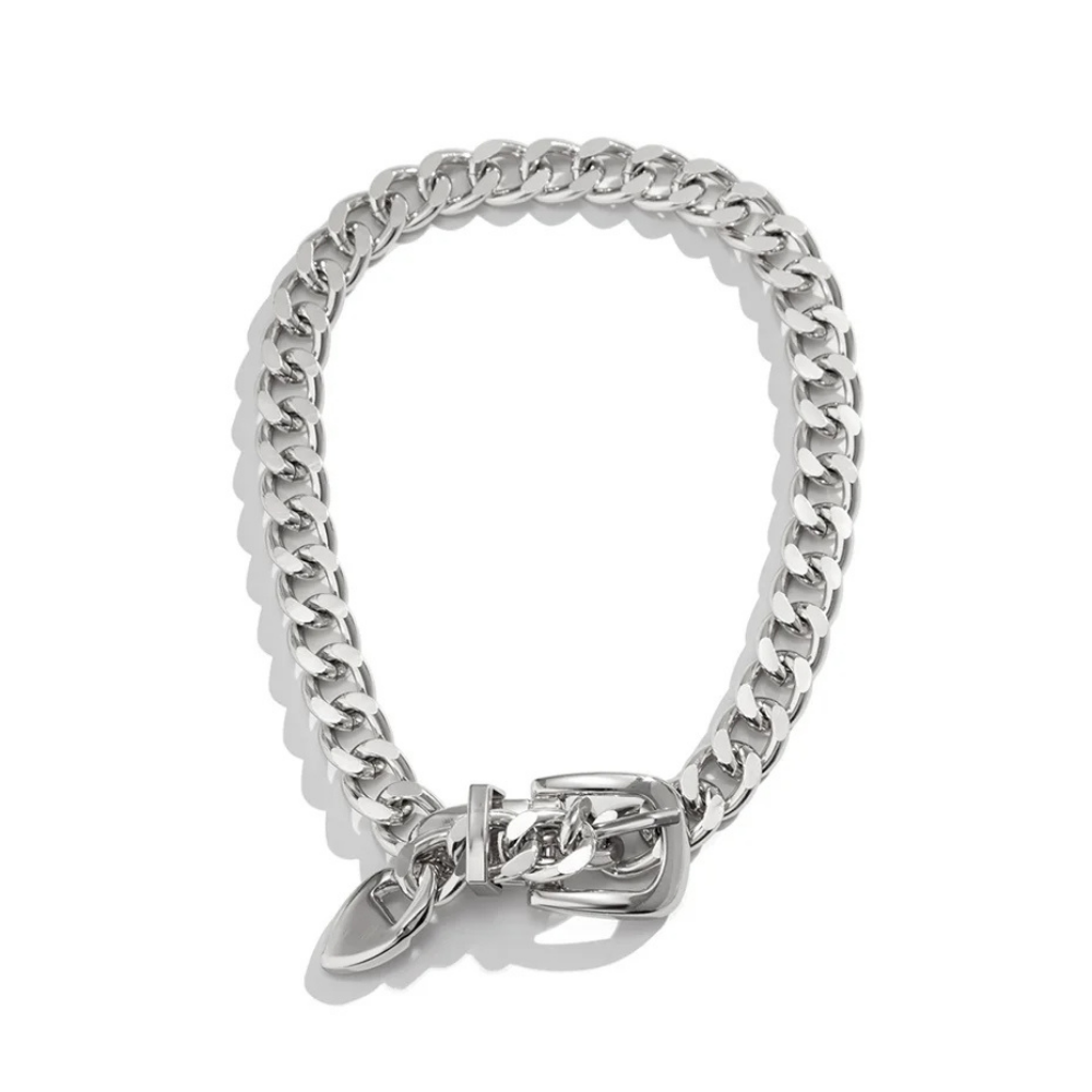 Collier Grosse Maille Boucle Argent pas cher