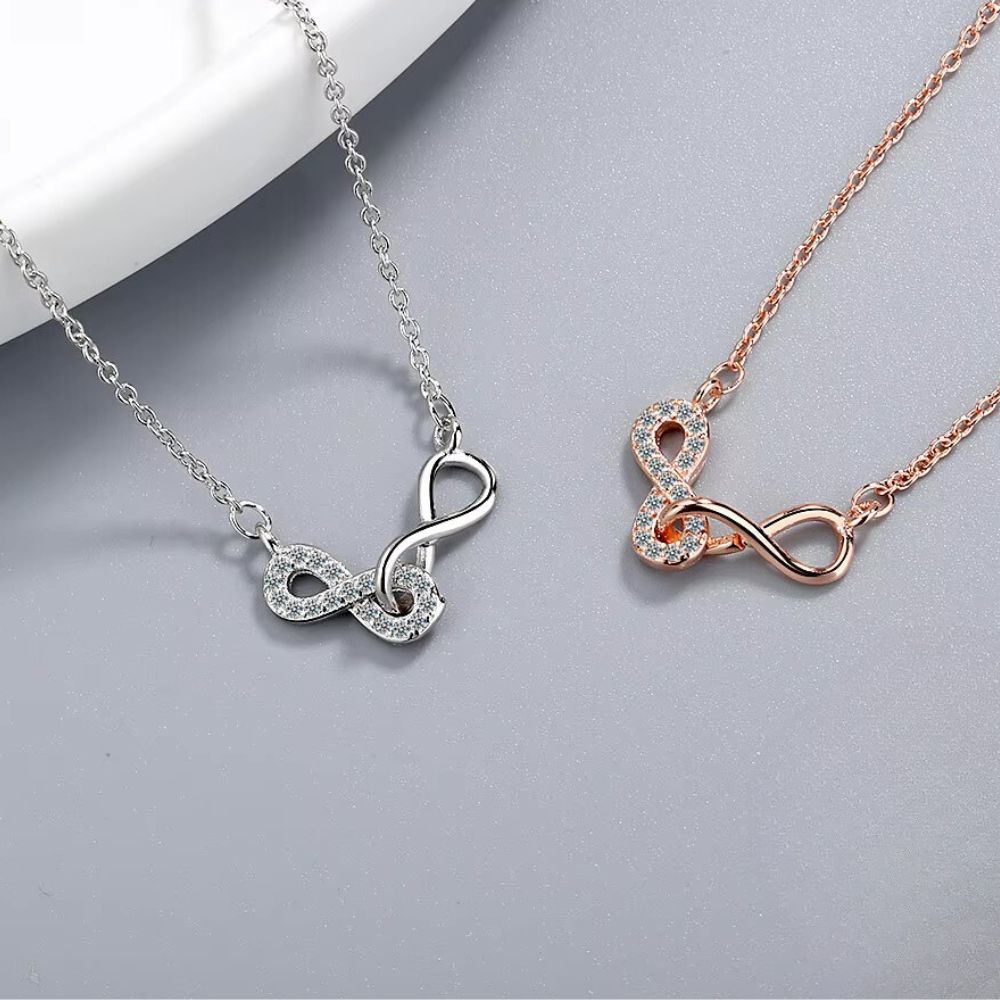 Collier Infini Argent Love strass