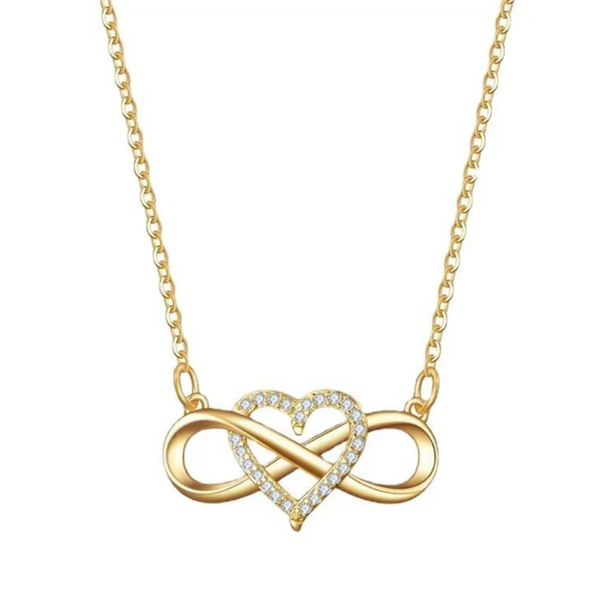 Set De Bijoux Infini & Cœur - Collier + Bracelet - Cadeau Amour Pour Elle - Argent, Or Ou Or Rose - 1