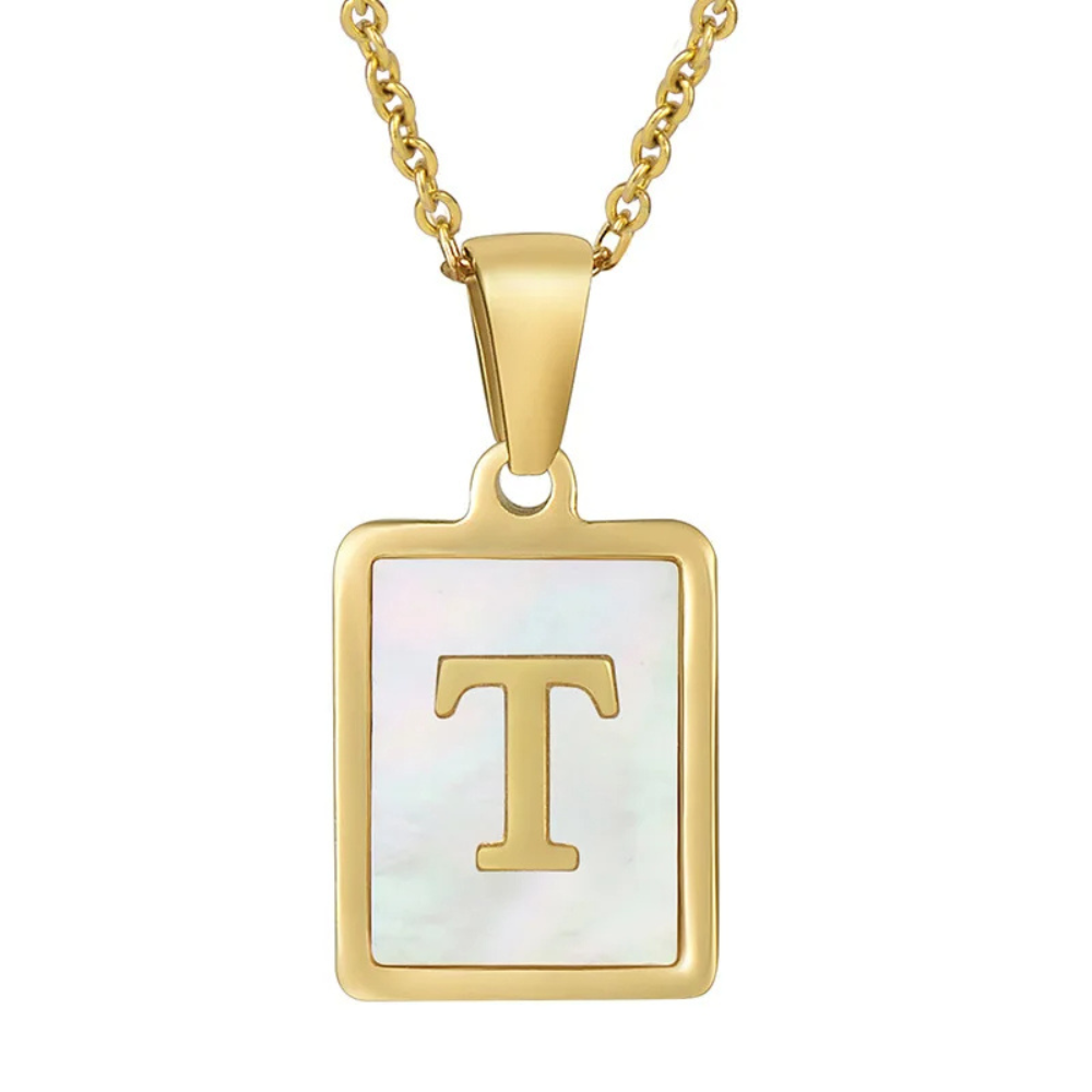 Collier Initiale T Nacre