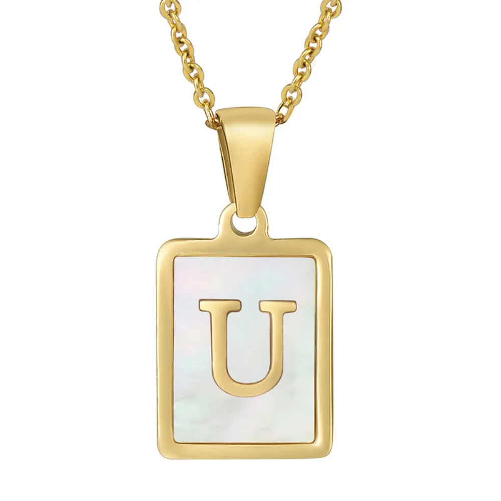 Collier Initiale U Nacre