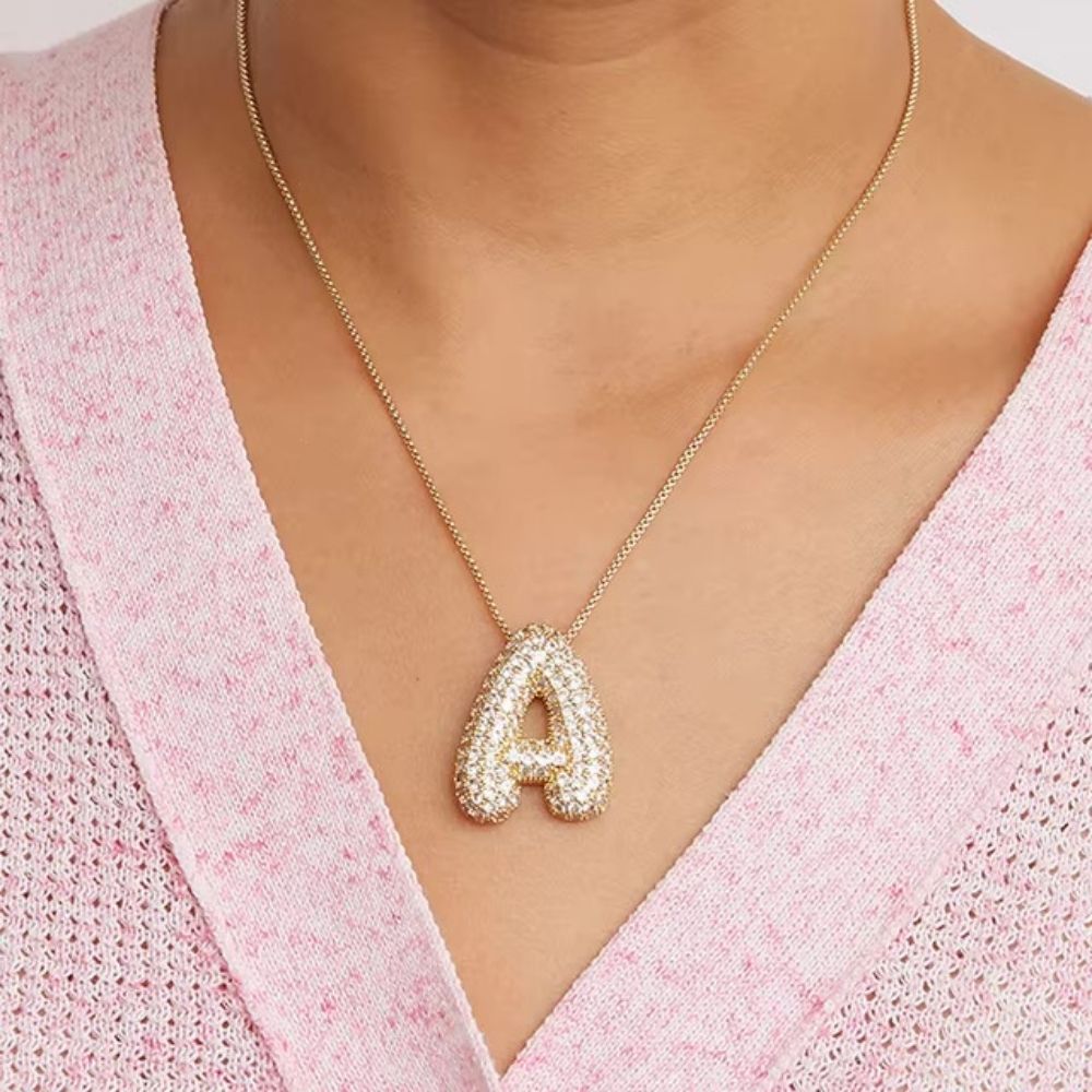 Collier Lettre A Bubble or