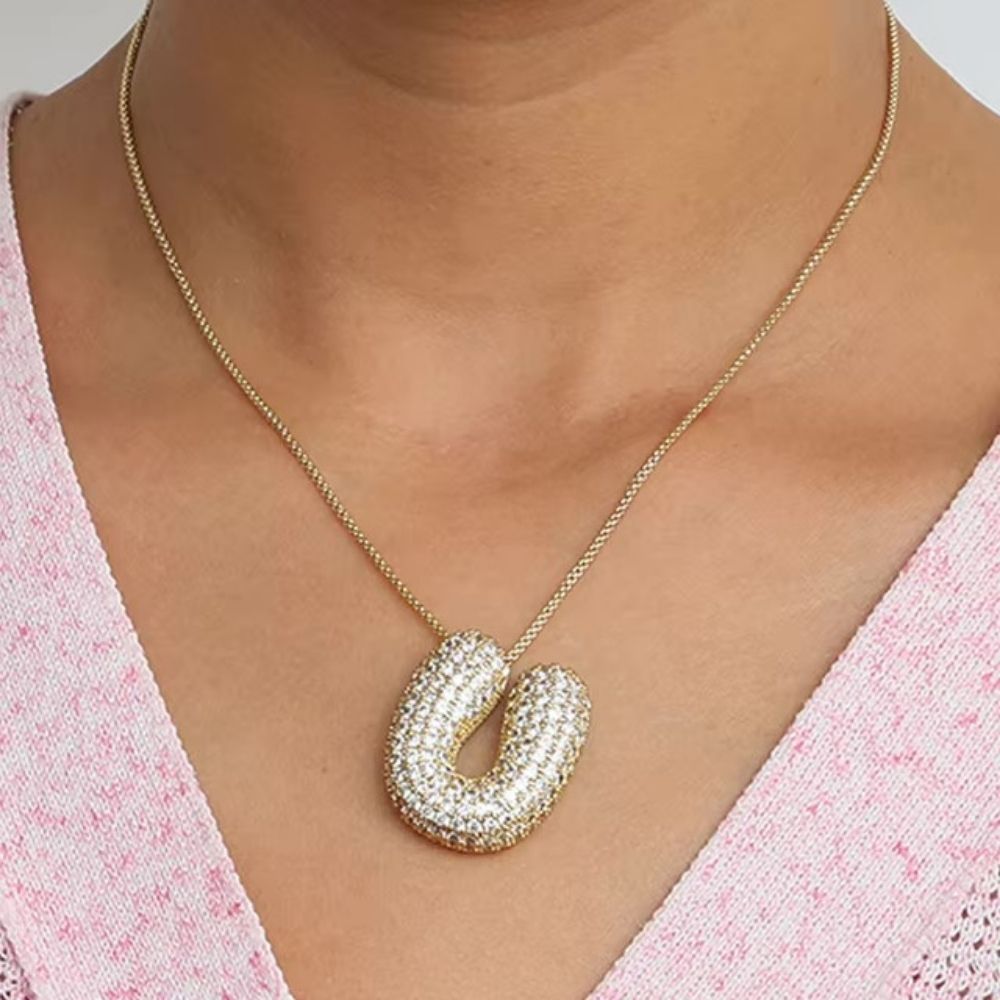 Collier Lettre U Bubble femme