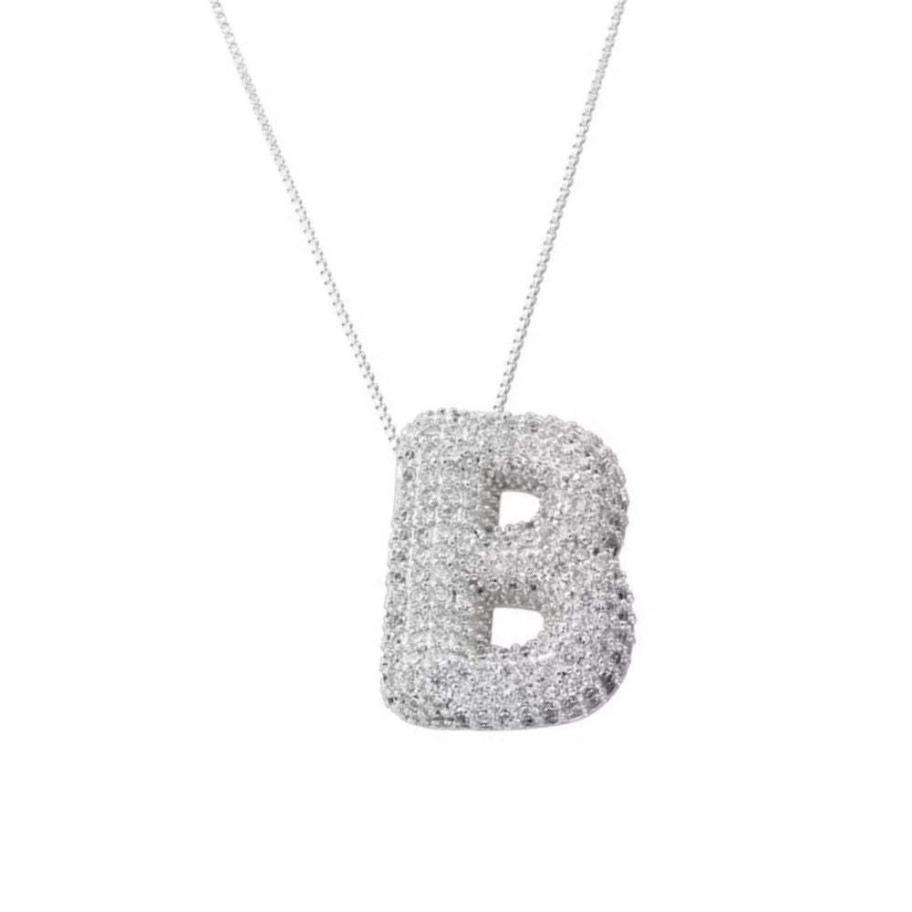 Collier Lettre B Bubble strass