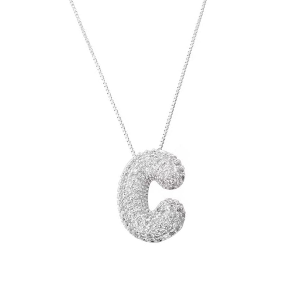 Collier Lettre C Bubble strass