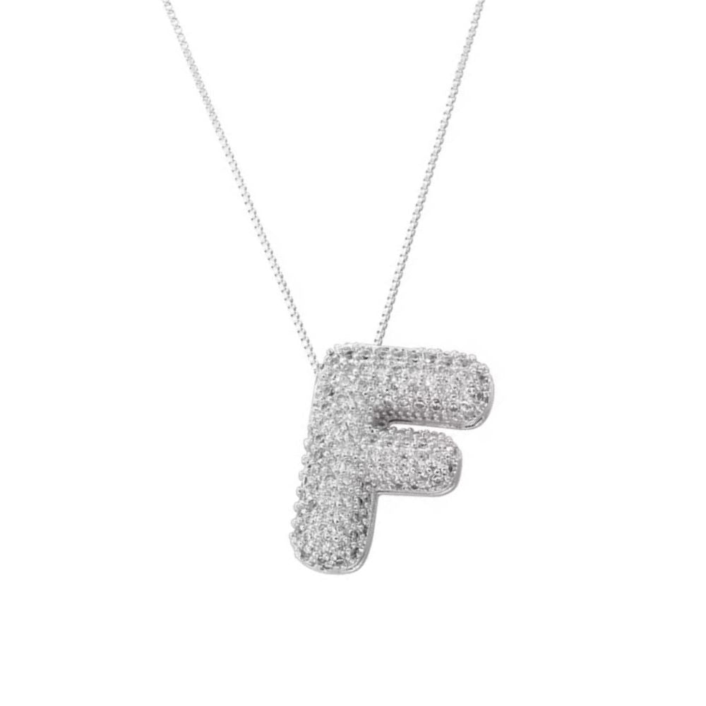 Collier Lettre F Bubble strass