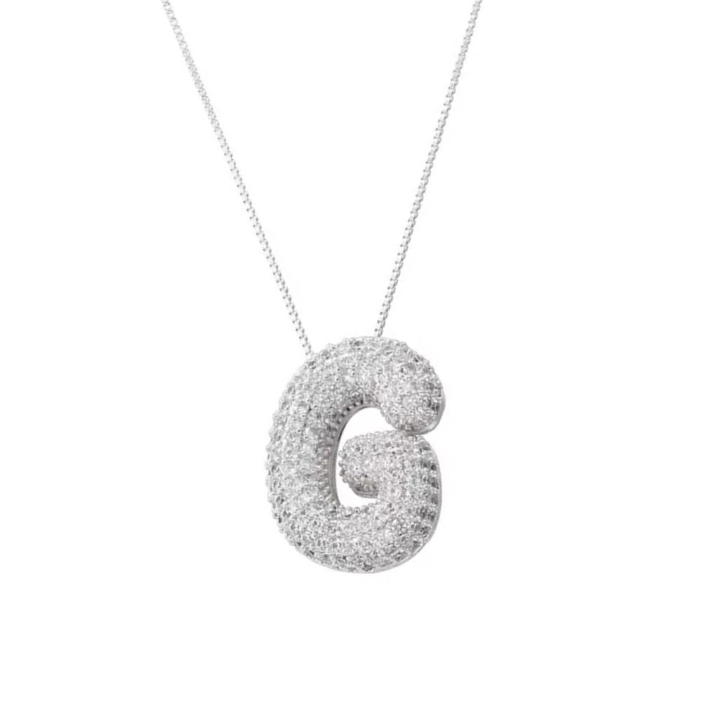 Collier Lettre G Bubble strass