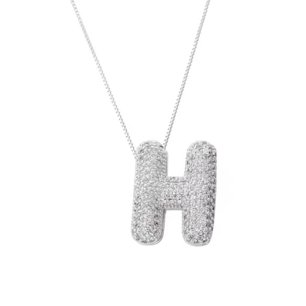 Collier Lettre H Bubble strass