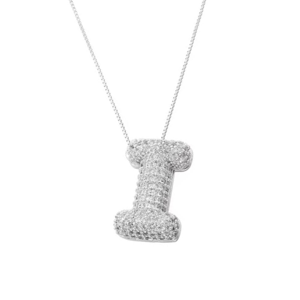 Collier Lettre I Bubble strass argent