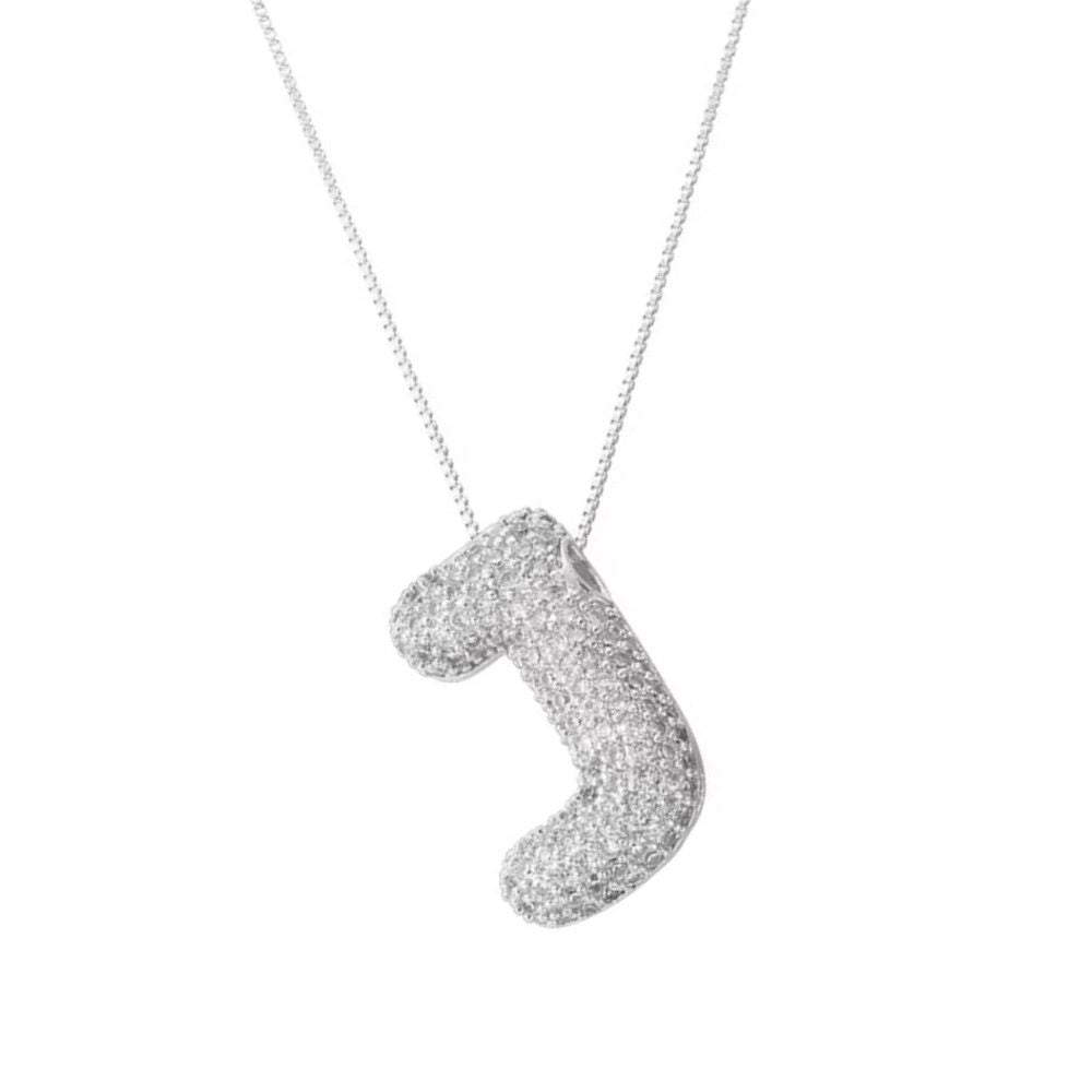 Collier Lettre J Bubble strass