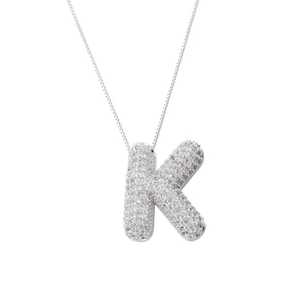 Collier Lettre K Bubble strass