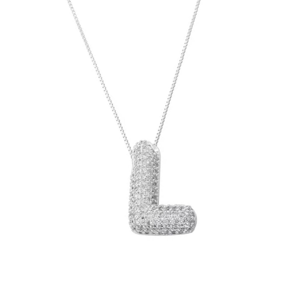 Collier Lettre L Bubble strass