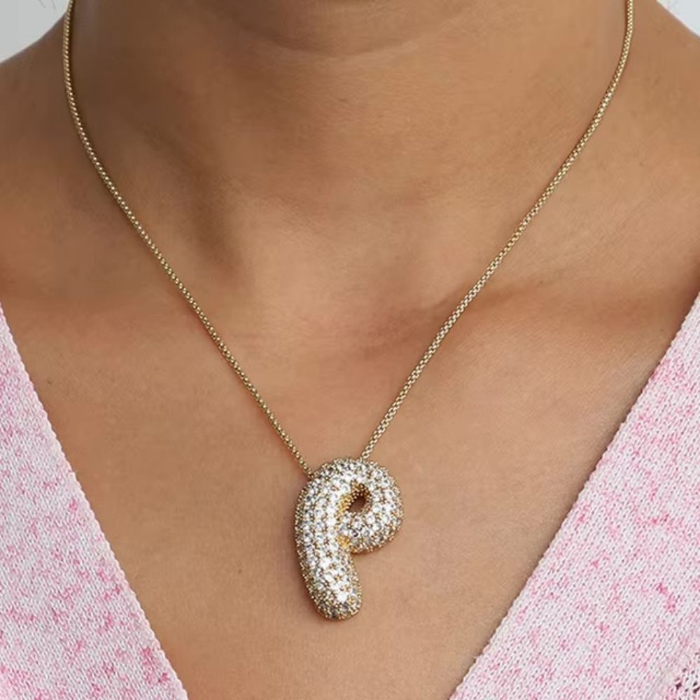 Collier Lettre P Bubble