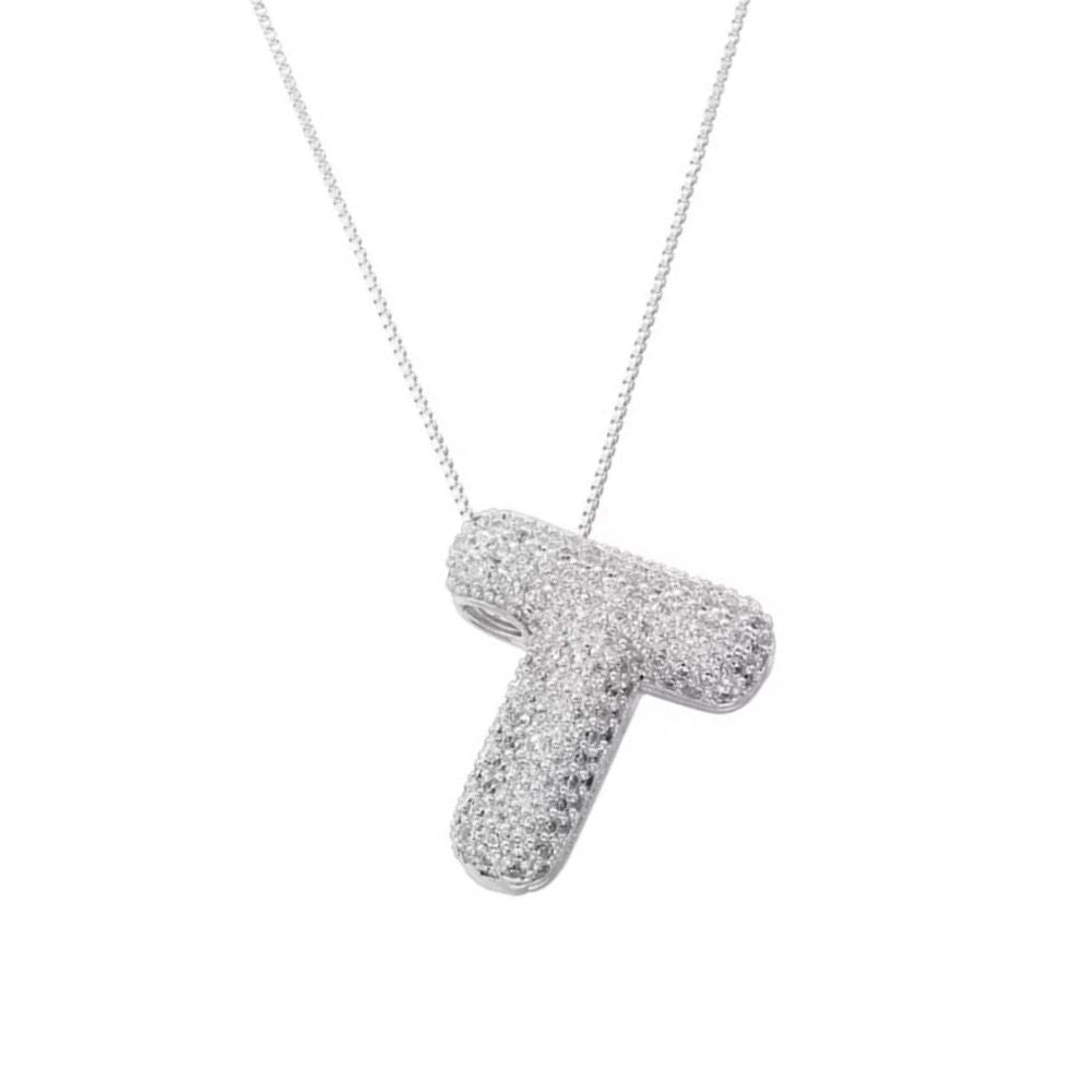 Collier Lettre T Bubble strass