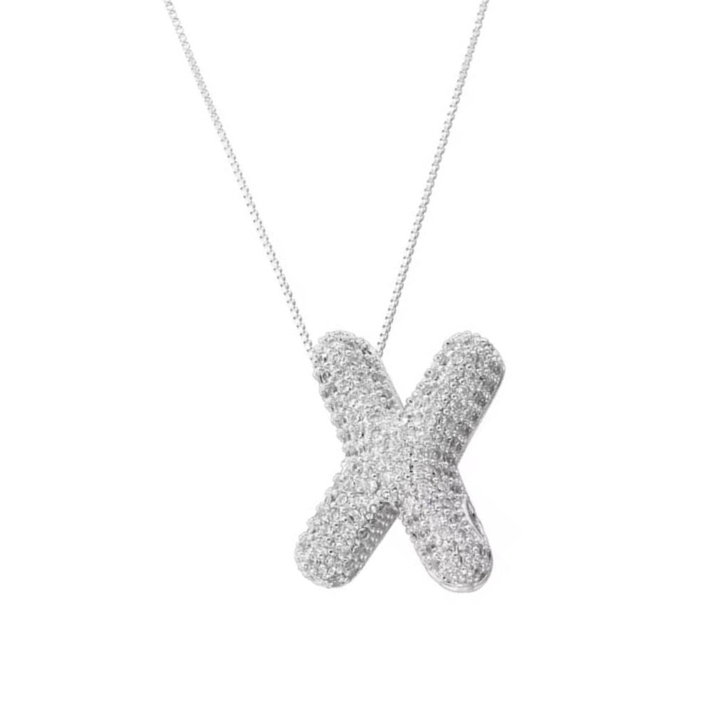 Collier Lettre X Bubble strass