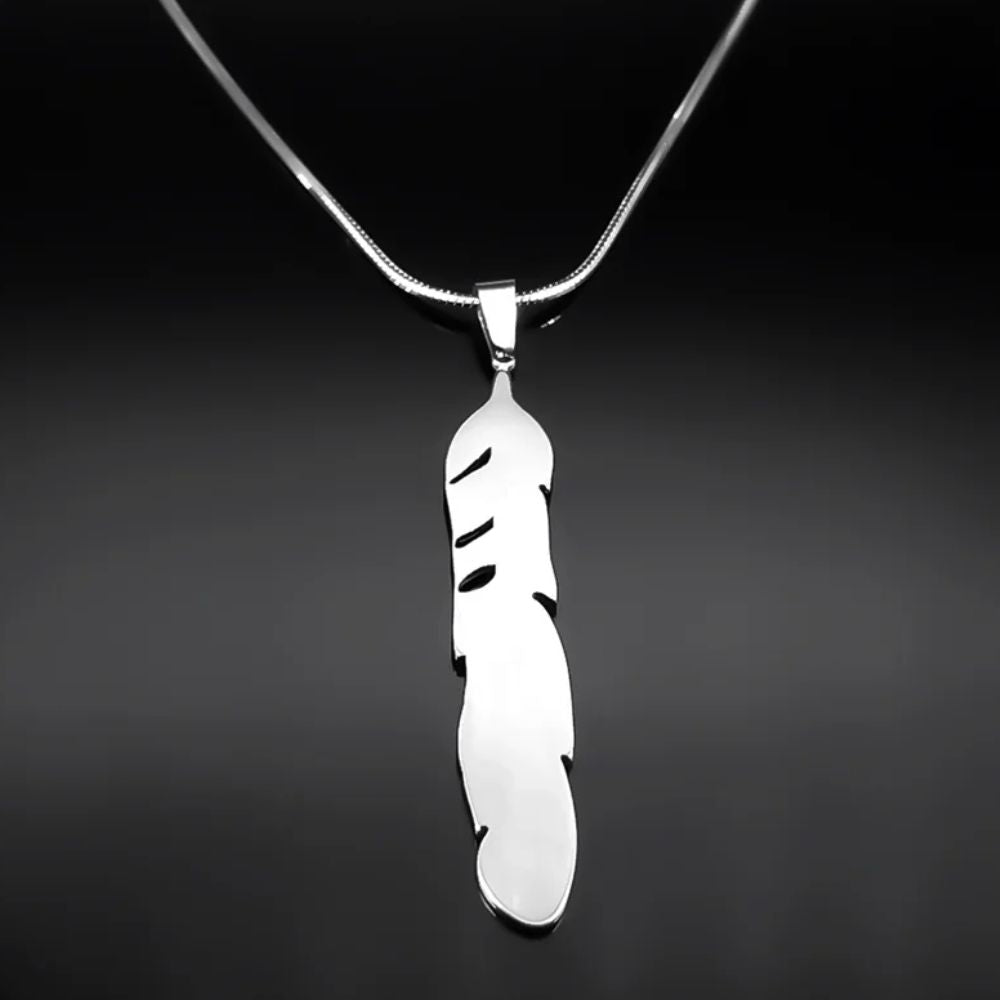 Collier Longue Plume Argent