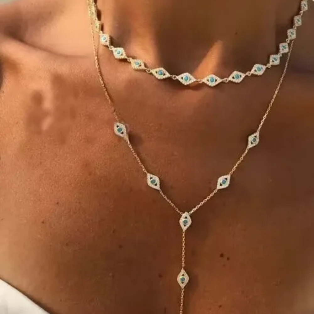 Collier en Y Œil Doré pas cher