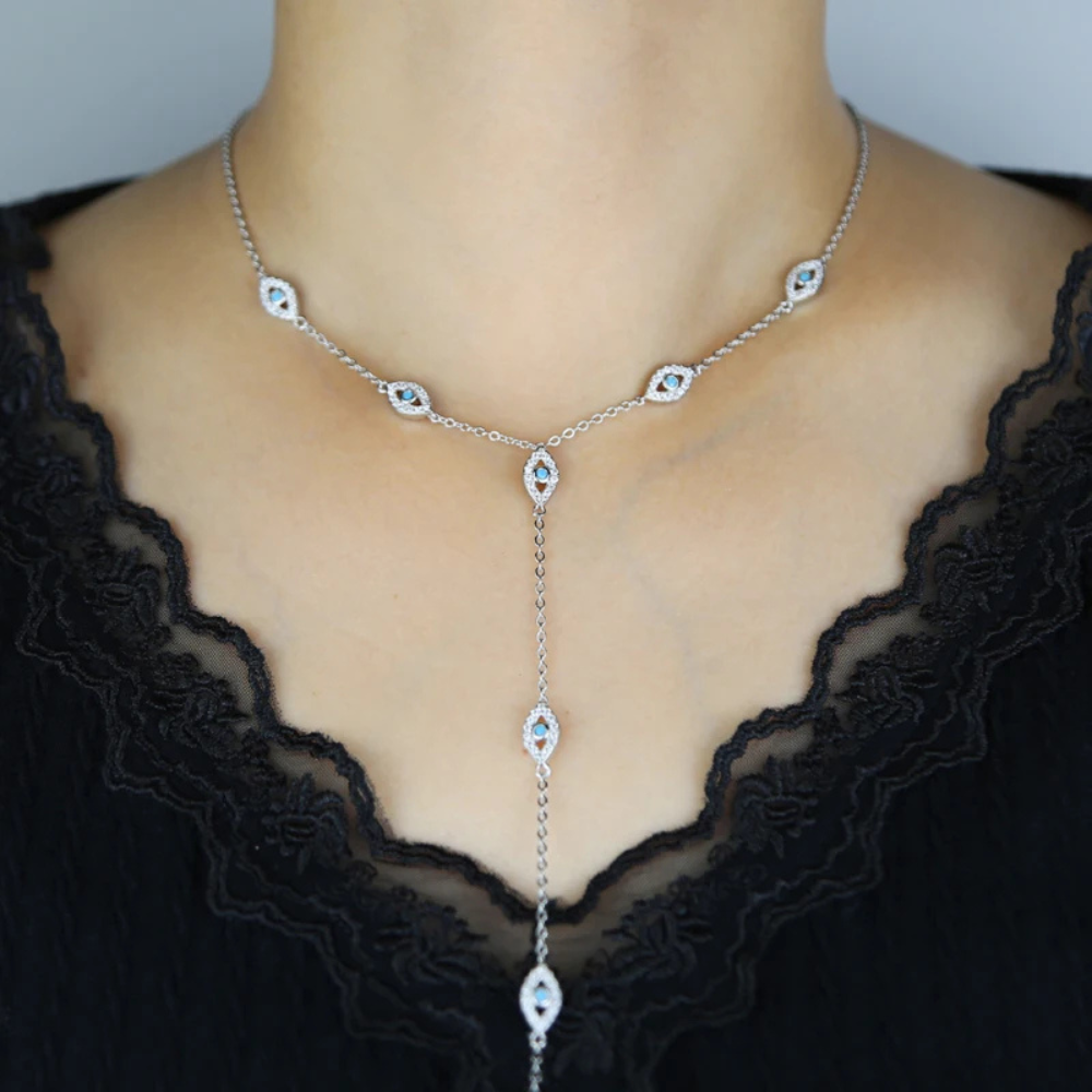 Collier en Y Œil Argent pas cher