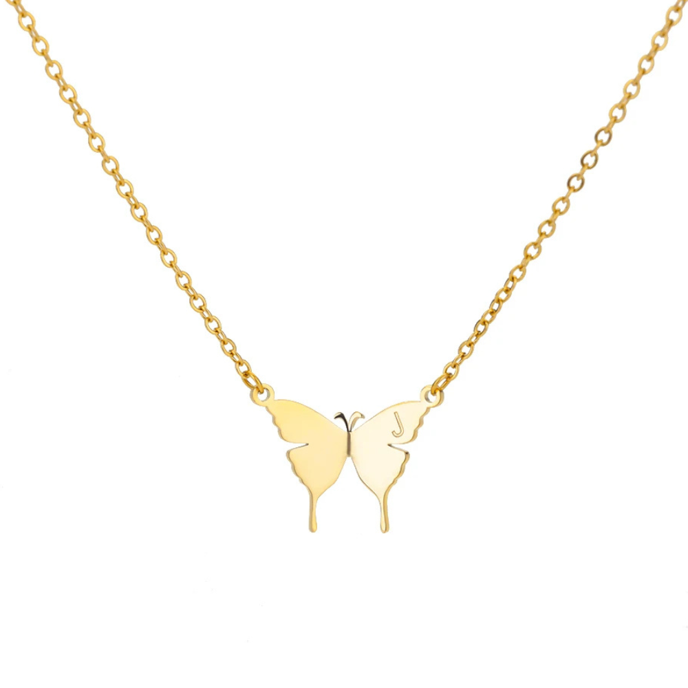 Collier Papillon Initiale J