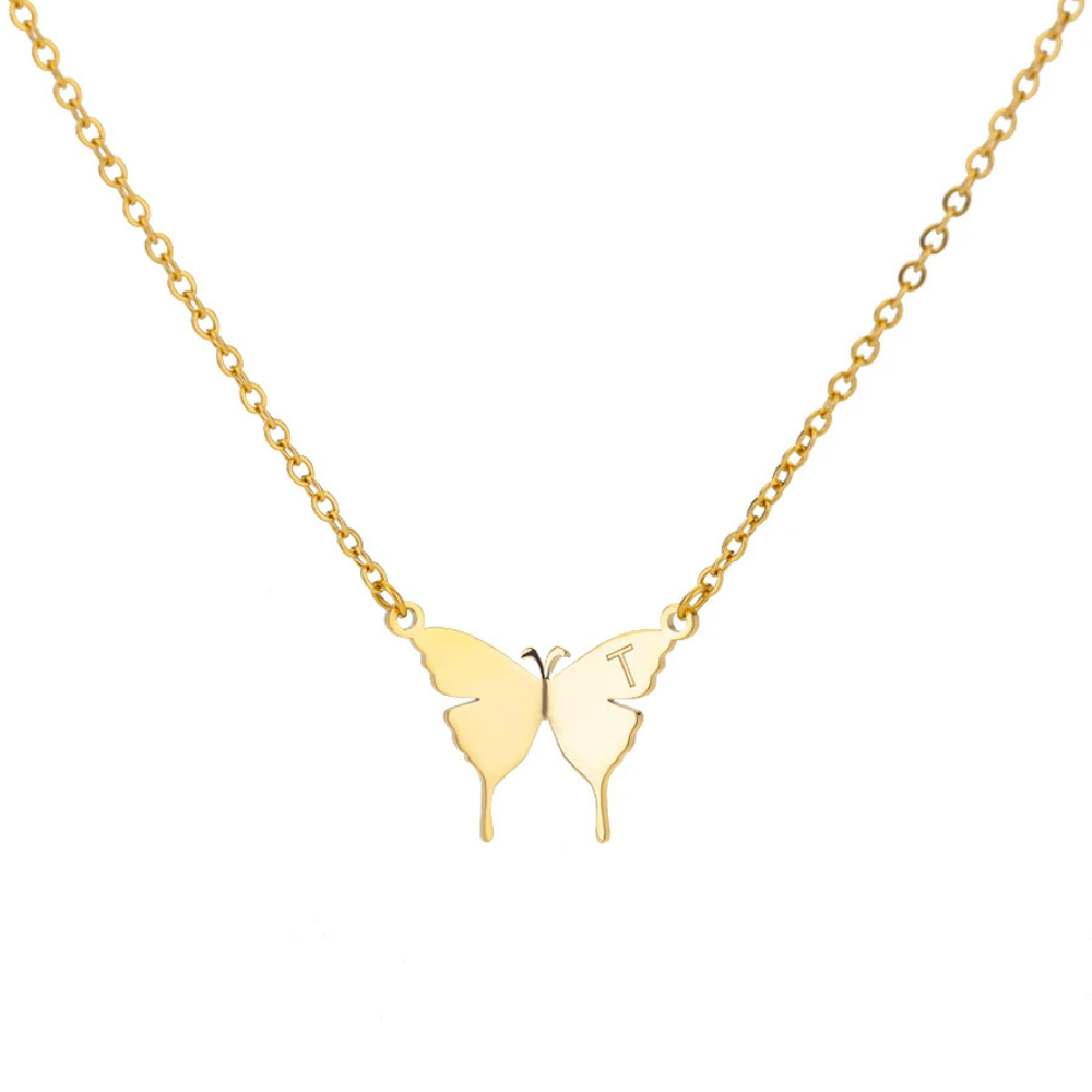 Collier Papillon Initiale T