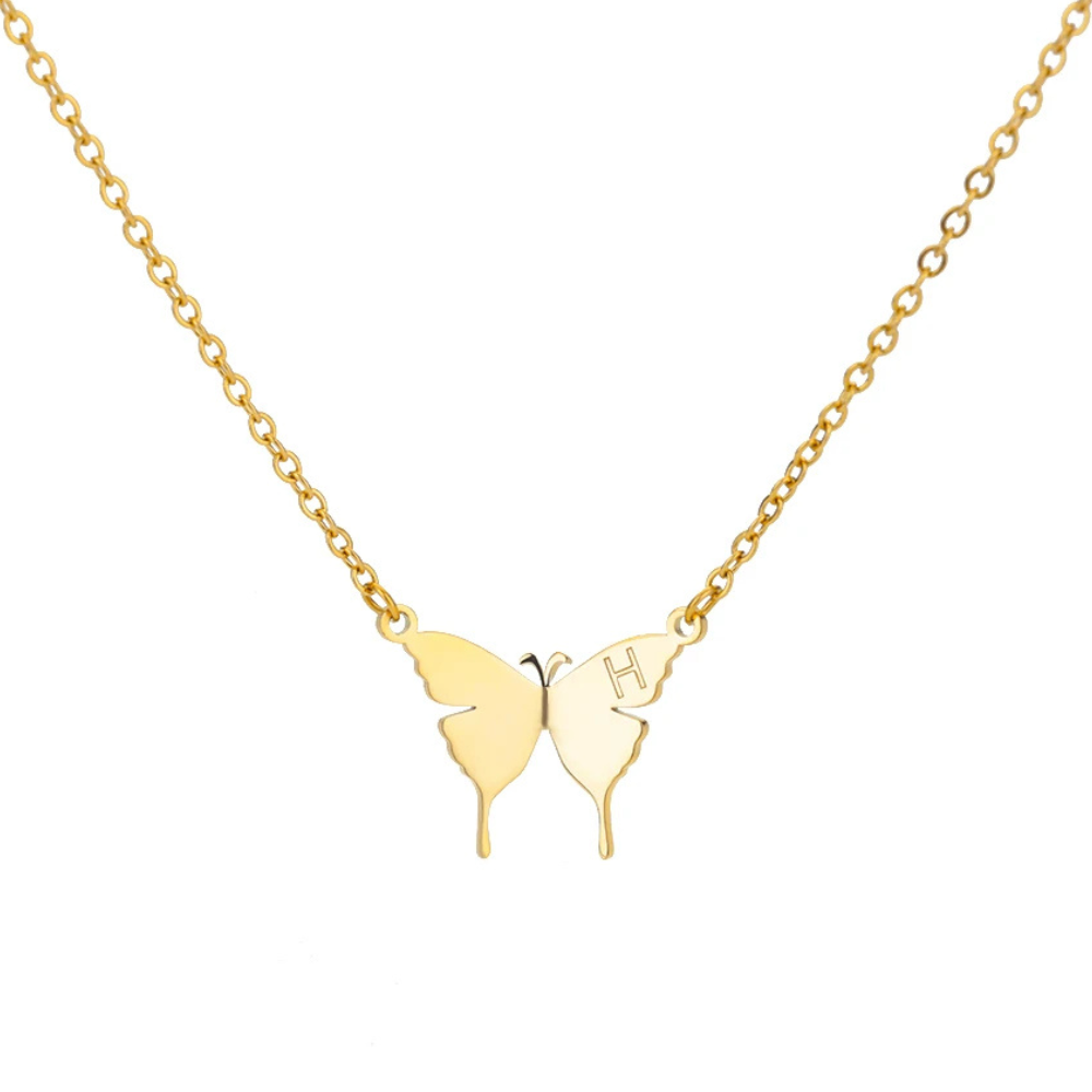 Collier Papillon Initiale H