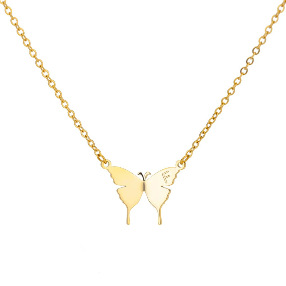 Collier Papillon Initiale F