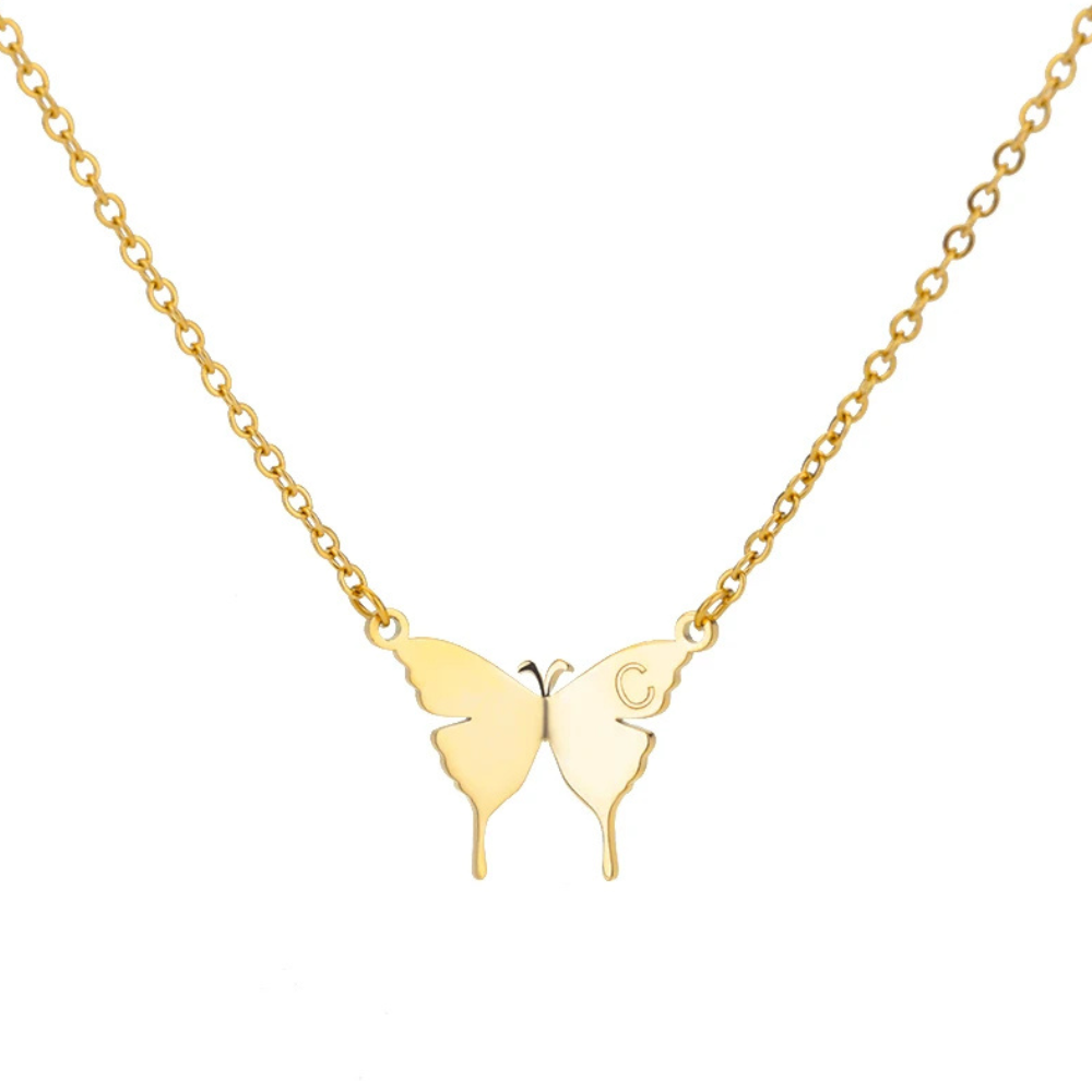 Collier Papillon Initiale C